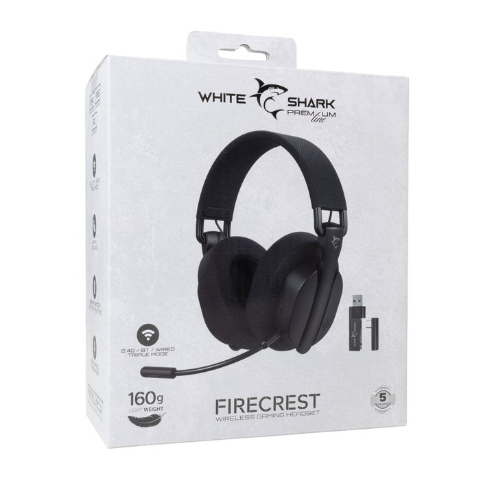 Cuffia Gaming Wireless BT con Microfono Nero FIRECREST - White Shark ICSB-FIRECRESTBK