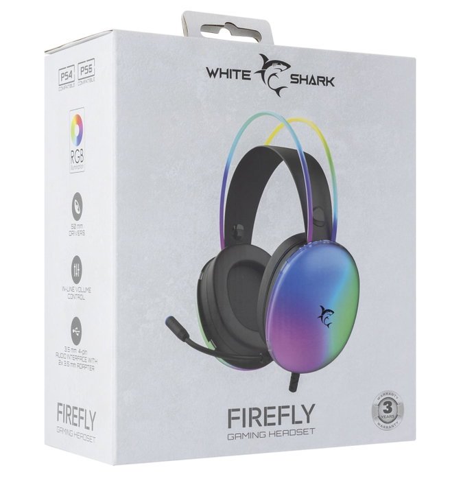 Cuffia Gaming Stereo Microfono RGB Nero - White Shark ICSB-FIREFLYB