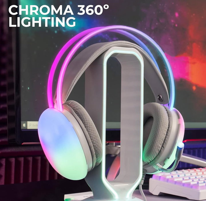 Cuffia Gaming Stereo Microfono RGB Bianco - White Shark ICSB-FIREFLYW