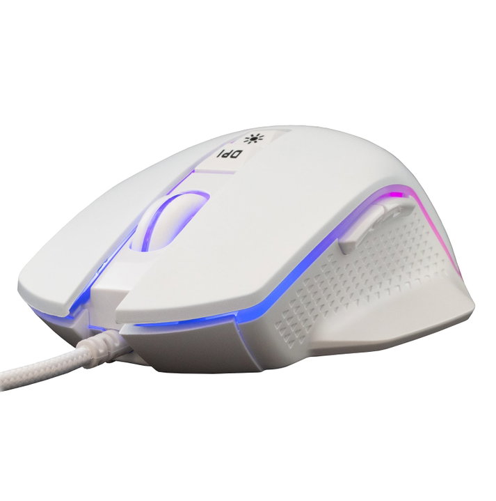 Mouse Ottico USB Gaming 6400 Dpi Retroilluminazione LED RGB Bianco - White Shark ICSB-GARETHWH