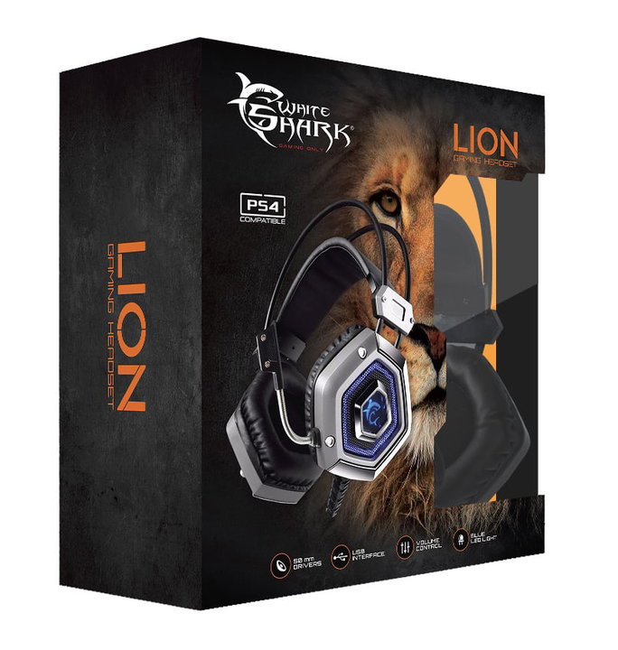 Cuffie Gaming USB con Microfono Silver LION - White Shark ICSB-GH1841S