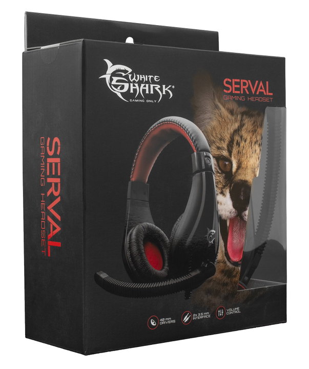 Cuffie gaming con microfono Serval, nero/rosso - White Shark ICSB-GH2040
