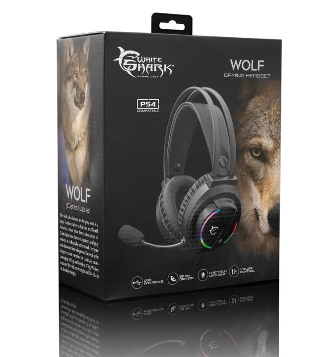 Cuffie Gaming USB 2.0 con Microfono WOLF - White Shark ICSB-GH2044