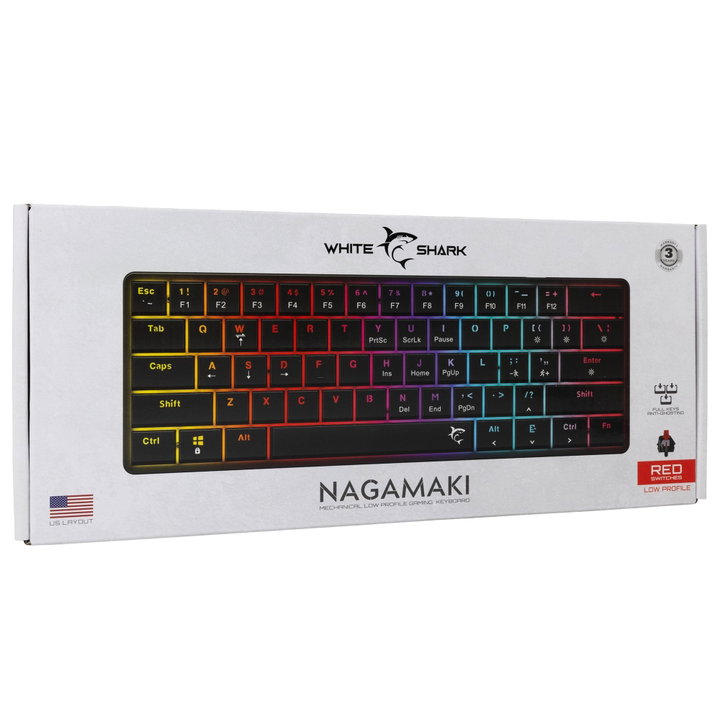 Tastiera Gaming USB-C 62 Tasti con Retroilluminazione LED RGB e 19 Effetti Luce - White Shark ICSB-GK006111