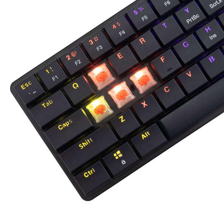 Tastiera Gaming USB-C 62 Tasti con Retroilluminazione LED RGB e 19 Effetti Luce - White Shark ICSB-GK006111