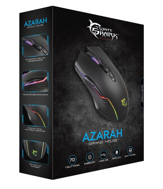 Mouse Ottico USB Gaming 6400 Dpi Retroilluminazione LED RGB Nero - White Shark ICSB-GM5003