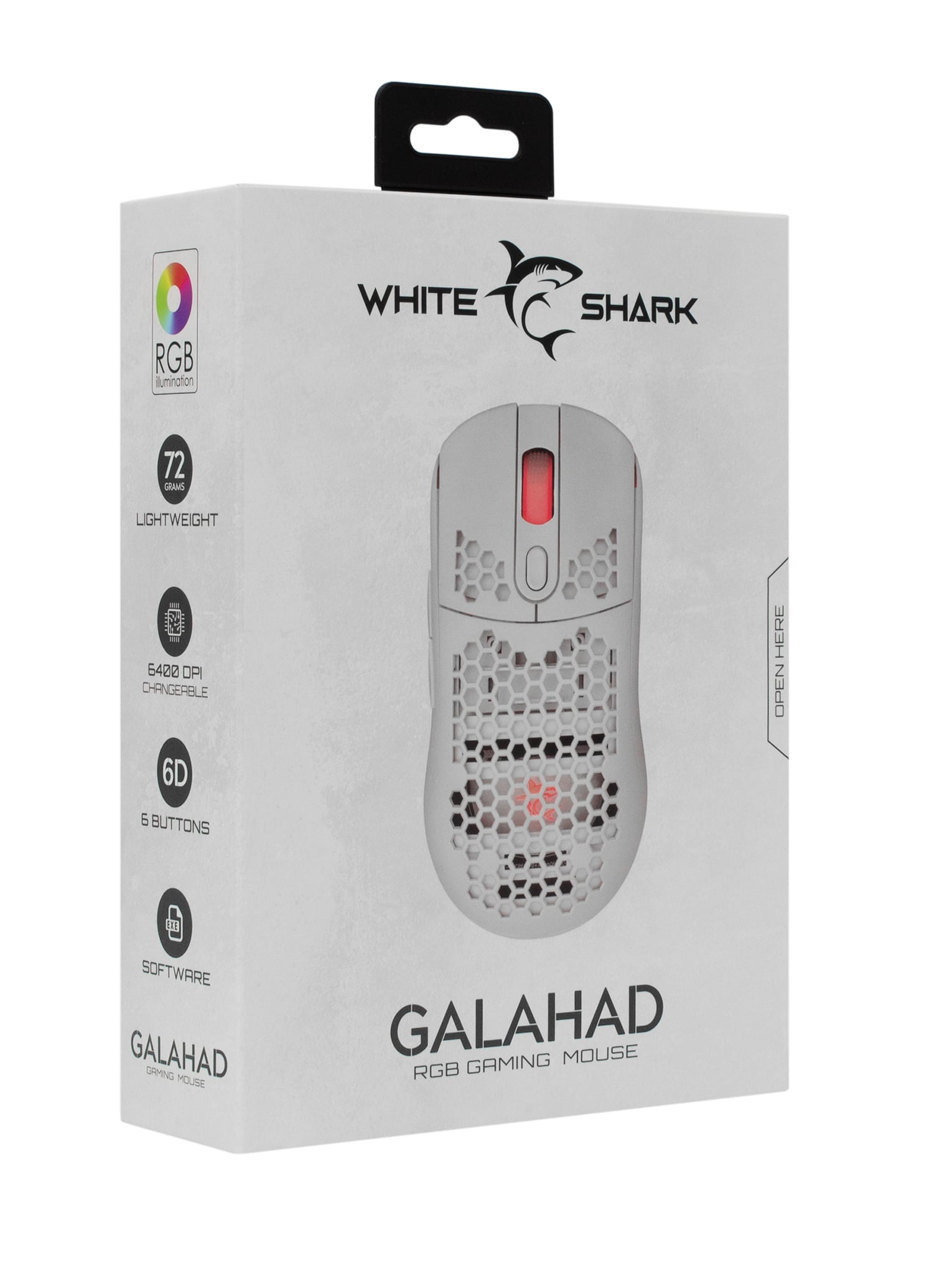Mouse Gaming Optical USB 6400 DPI RGB 6 D White GALAHAD - White Shark ICSB-GM 5007 Wh