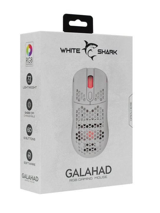 Mouse Gaming Ottico USB 6400 DPI RGB 6D Bianco GALAHAD - White Shark ICSB-GM5007WH