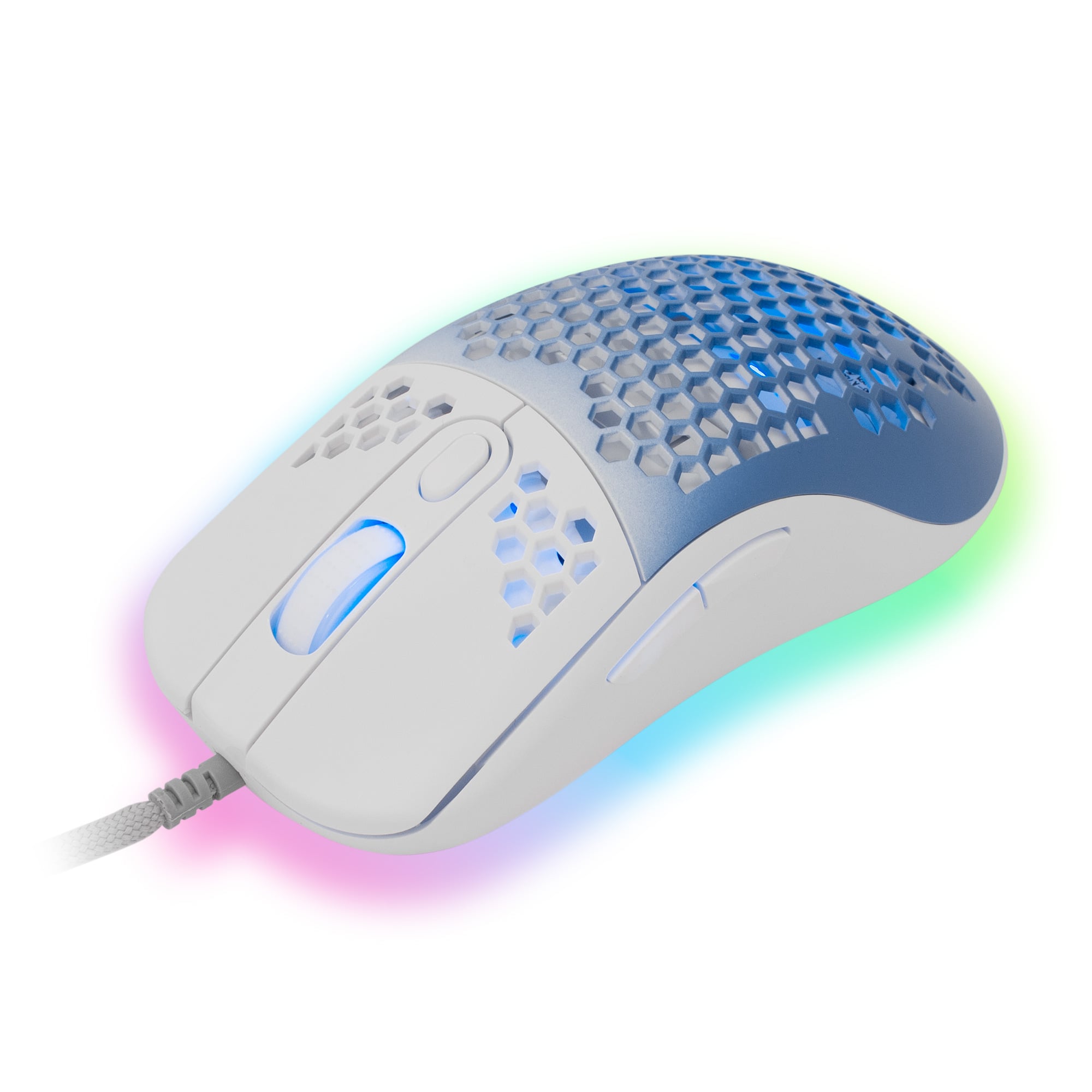 Mouse Ottico USB 7200 Dpi 6 Tasti Retroilluminazione LED RGB con Tappetino 30x25 - White Shark ICSB-GMP2201WB