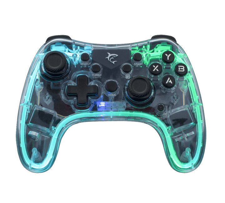 Joypad Controller di Gioco con Retroilluminazione LED e Doppia Vibrazione USB-C e Bluetooth - White Shark ICSB-GPW8039T
