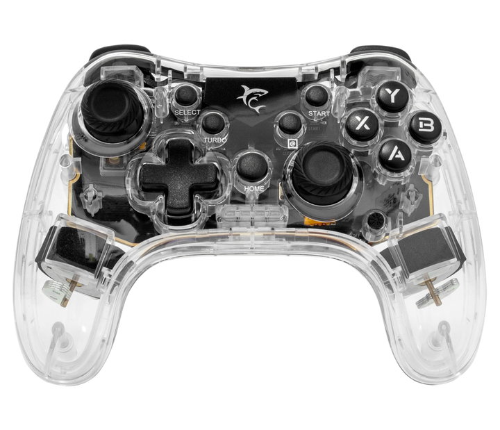 Joypad Controller di Gioco con Retroilluminazione LED e Doppia Vibrazione USB-C e Bluetooth - White Shark ICSB-GPW8039T