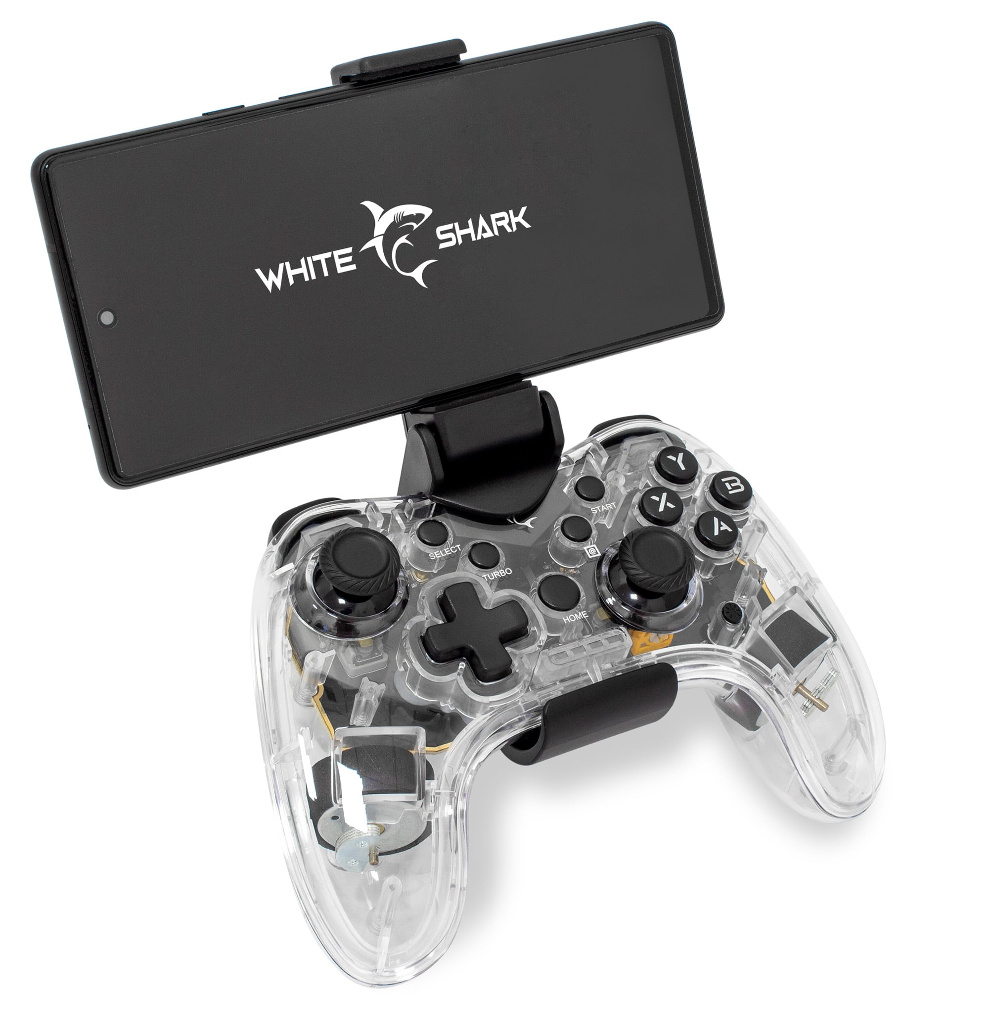 Joypad Game Controller with LED Backlight and Double Vibration USB-C and Bluetooth - White Shark ICSB-GPW 8039 T