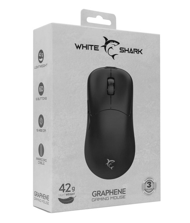 Mouse Ottico USB 12400 DPI 6D Nero - White Shark ICSB-GRAPHENEBK