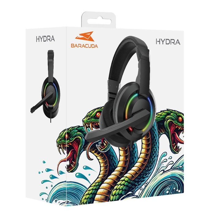 Cuffie Gaming Stereo 2.0 con Microfono e Illuminazione RGB, BGH-021 HYDRA Nero - Baracuda ICSB-HYDRABK