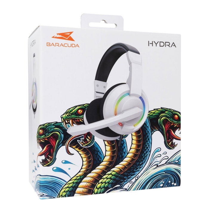 Cuffie Gaming Stereo 2.0 con Microfono e Illuminazione RGB, BGH-021 HYDRA Bianco - Baracuda ICSB-HYDRAWH