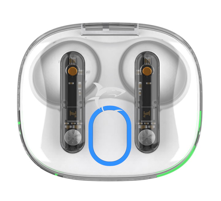 Wireless Bluetooth v 5.3 Headsets with Charging Case LED Display White - White Shark ICSB-HYPERBEATW