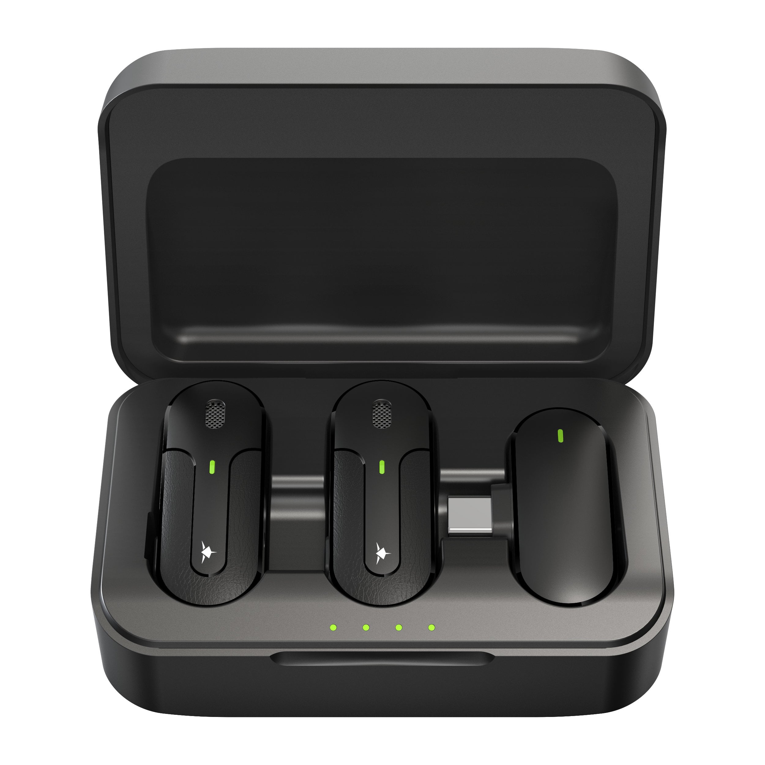 Set 2 Mini Microfoni Lavalier Wireless con Ricevitore USB-C™ e Custodia di Ricarica, IKORO - White Shark ICSB-IKORO