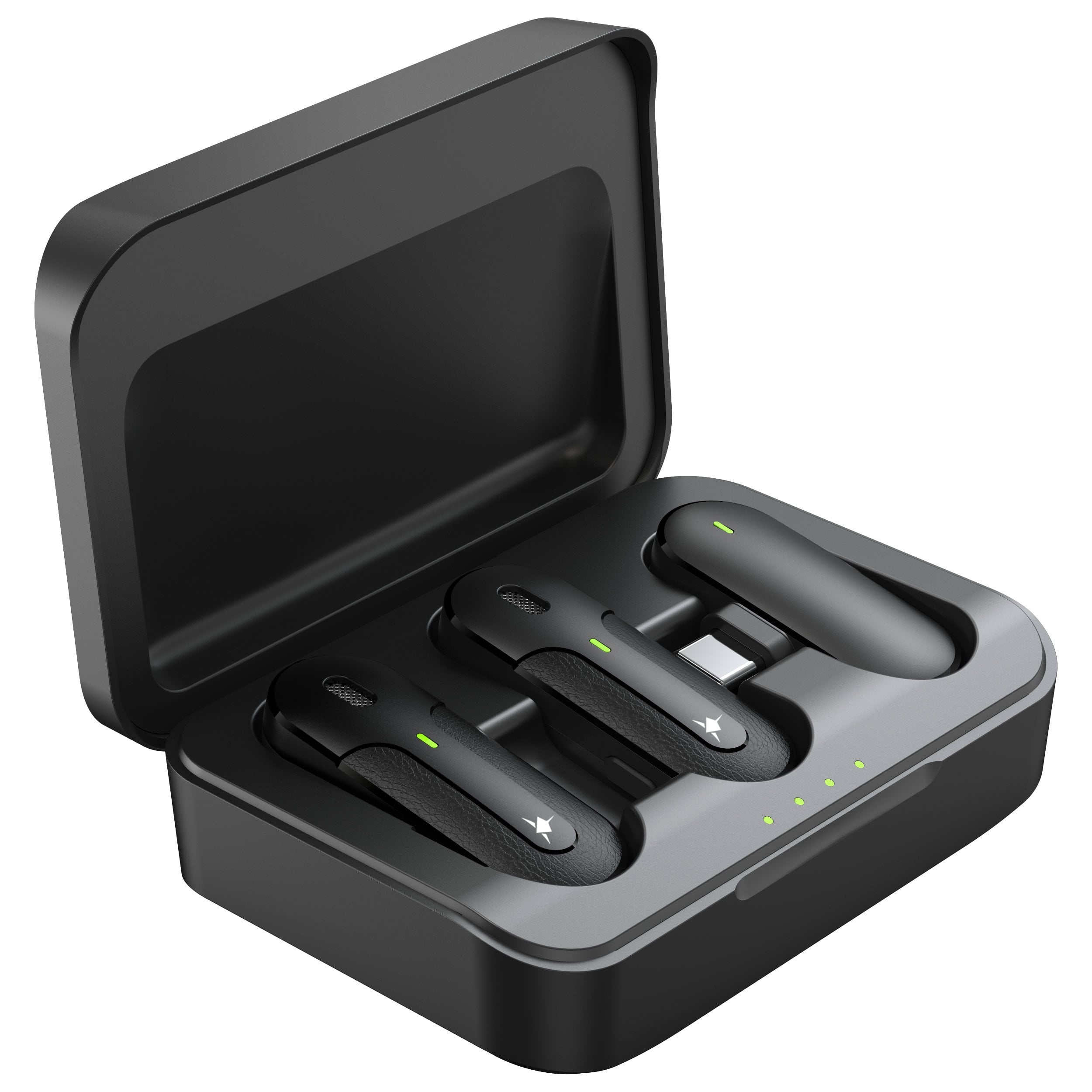 Set 2 Mini Microfoni Lavalier Wireless con Ricevitore USB-C™ e Custodia di Ricarica, IKORO - White Shark ICSB-IKORO