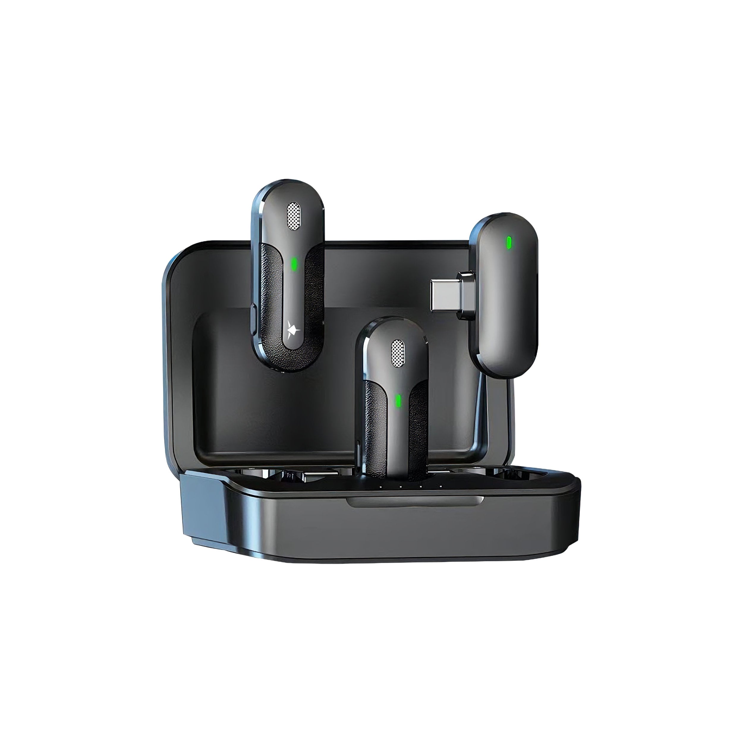 Set 2 Mini Microfoni Lavalier Wireless con Ricevitore USB-C™ e Custodia di Ricarica, IKORO - White Shark ICSB-IKORO
