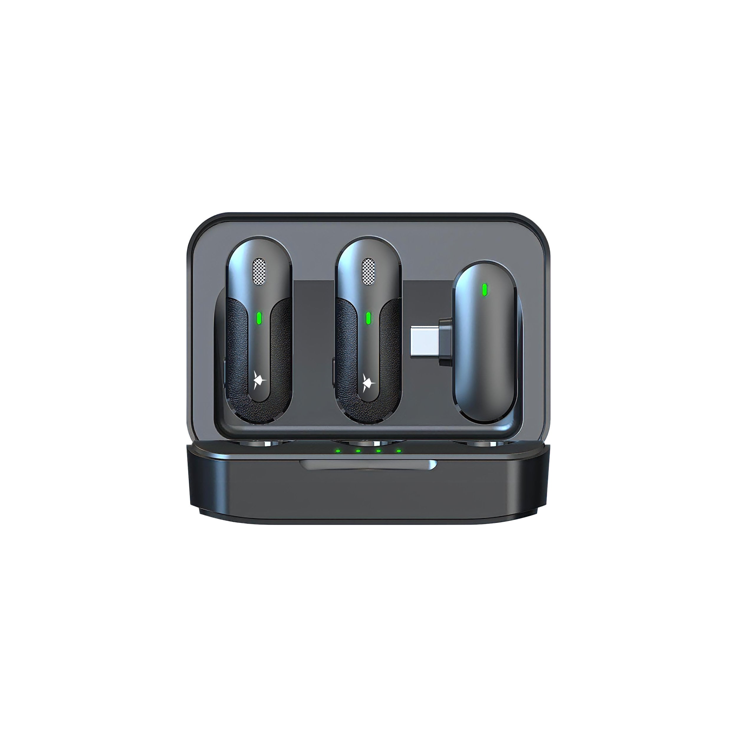 Set 2 Mini Microfoni Lavalier Wireless con Ricevitore USB-C™ e Custodia di Ricarica, IKORO - White Shark ICSB-IKORO