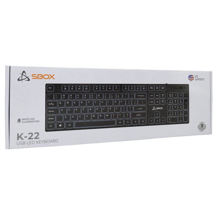 Tastiera 105 Tasti USB Layout Americano, colore Nero - Sbox ICSB-K22BKUS