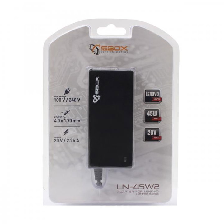 Alimentatore Universale per Notebook Lenovo 45W - Sbox ICSB-LN45W-2
