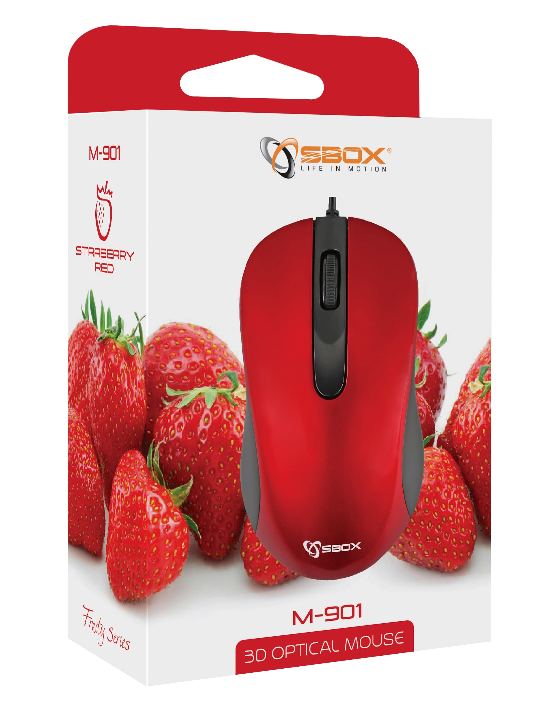Optical Mouse USB 1000 Dpi 3 D Red - Sbox ICSB-M 901 R