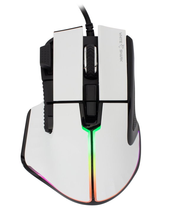 Mouse Ottico USB Gaming 12000 Dpi 9 Tasti Retroilluminazione LED RGB Bianco - White Shark ICSB-MARROKW