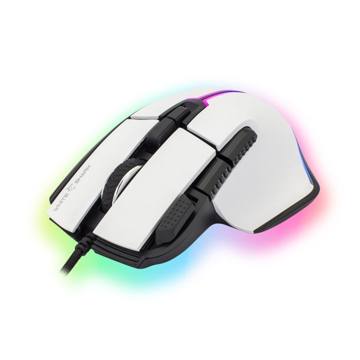 Mouse Ottico USB Gaming 12000 Dpi 9 Tasti Retroilluminazione LED RGB Bianco - White Shark ICSB-MARROKW