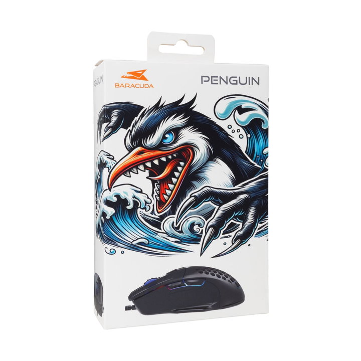 Mouse Ottico USB Gaming 3600 Dpi Retroilluminazione LED Rainbow 6D - Baracuda ICSB-PENGUINBK