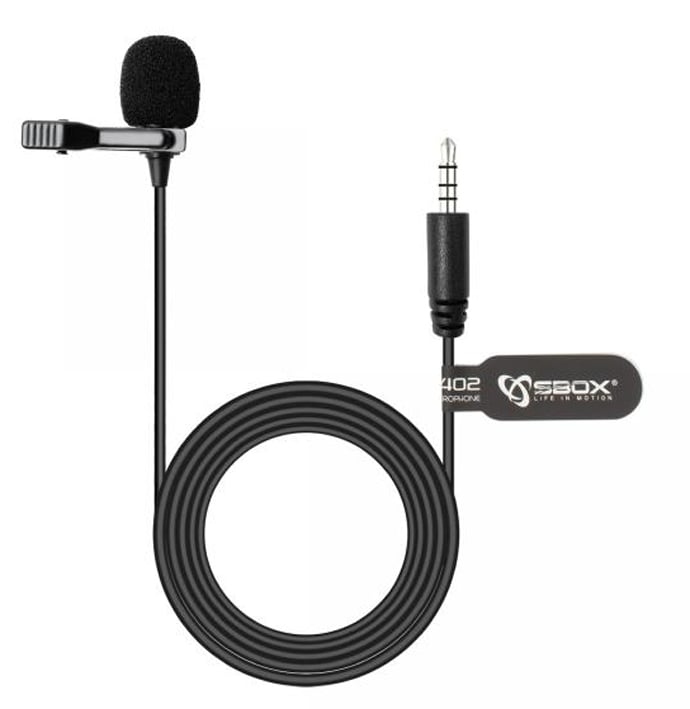 Microfono Lavalier Condensatore Omnidirezionale 3.5mm Adattatore PC - Sbox ICSB-PM402