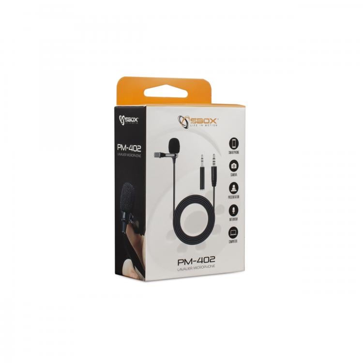 Microfono Lavalier Condensatore Omnidirezionale 3.5mm Adattatore PC - Sbox ICSB-PM402