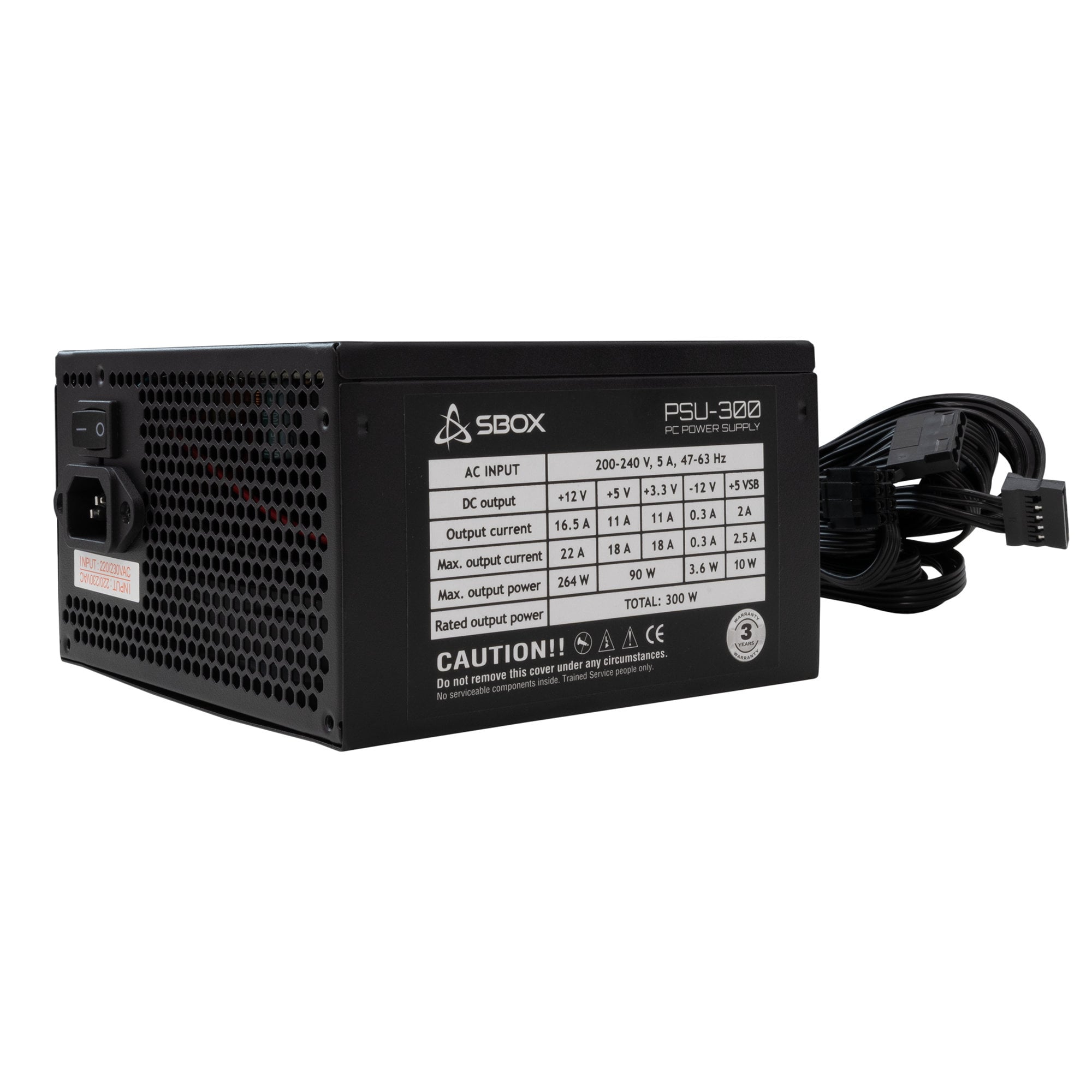 Alimentatore per PC 300W ATX Ventola 12cm, PSU-300/R - Sbox ICSB-PSU300R