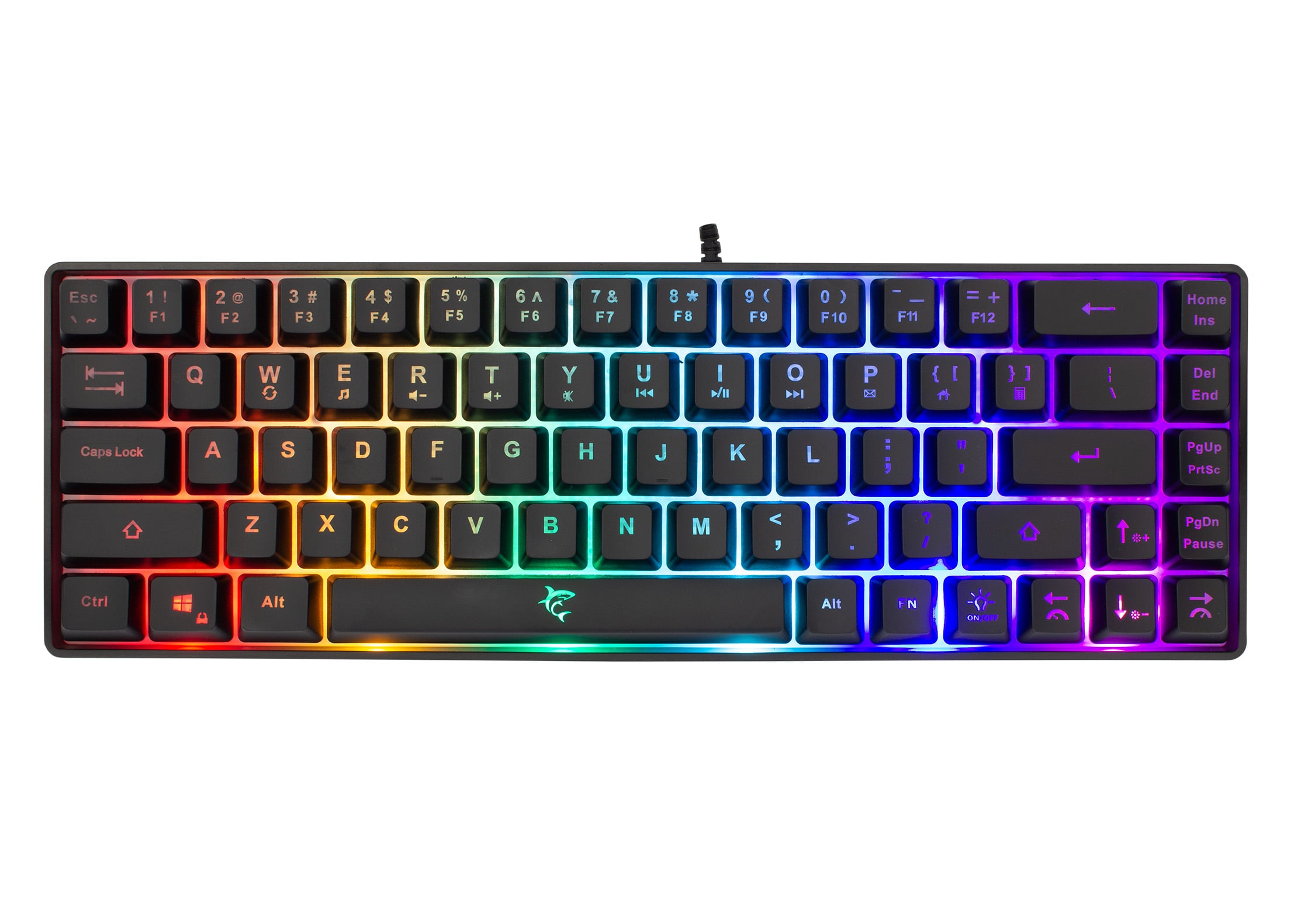 Gaming USB 68 Keyboard with RGB Black LED Backlight - White Shark ICSB-RONINB-US