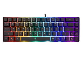 Gaming USB 68 Keyboard with RGB Black LED Backlight - White Shark ICSB-RONINB-US