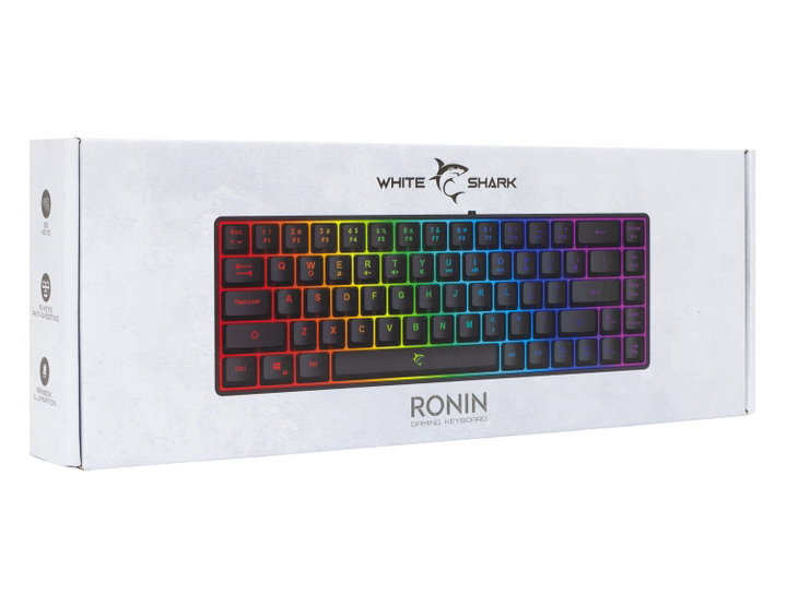 Tastiera Gaming USB 68 Tasti con Retroilluminazione LED RGB Nero - White Shark ICSB-RONINB-US