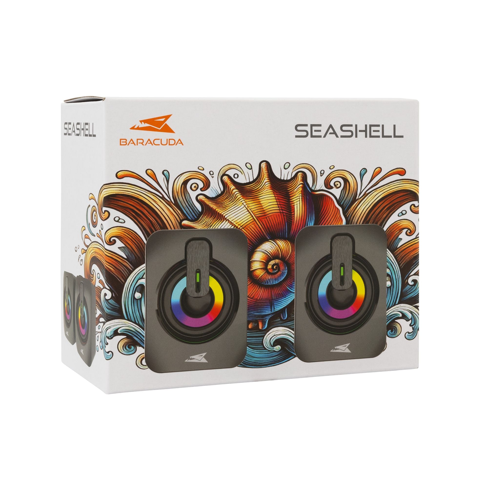 Set Speaker 3.5 mm Stereo USB with LED, SEASHELL - Baracuda ICSB-SEASHELLBK