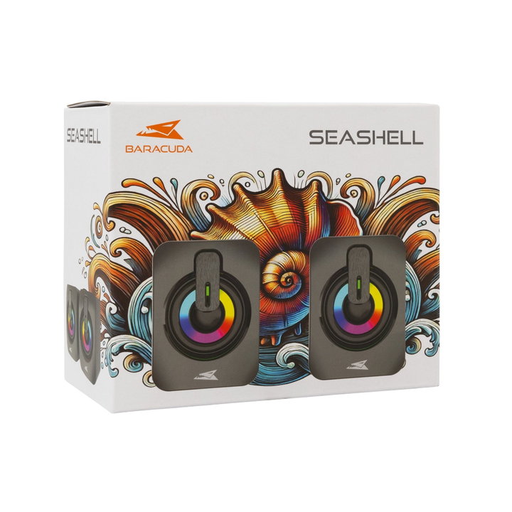 Set Speaker 3.5 mm Stereo USB with LED, SEASHELL - Baracuda ICSB-SEASHELLBK