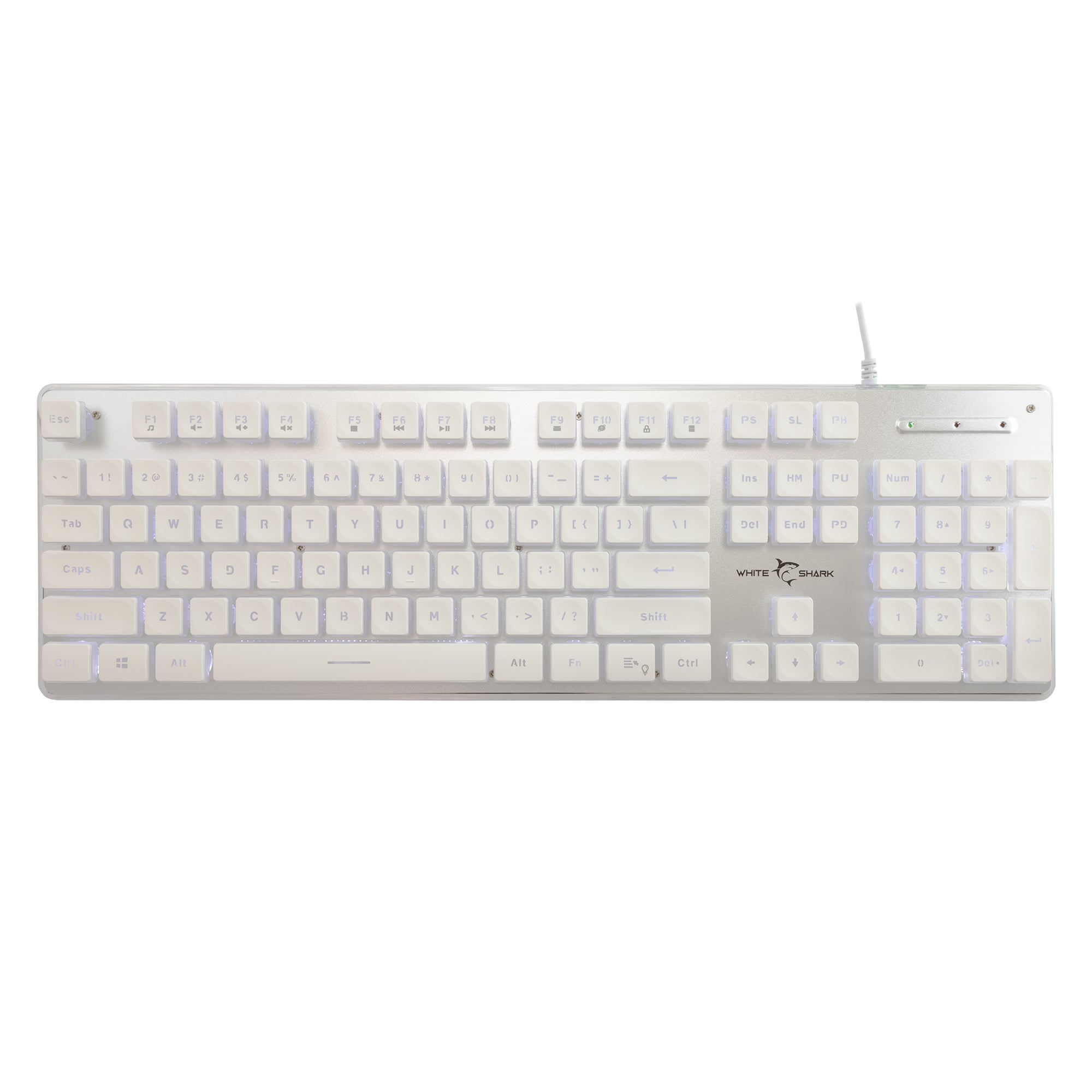 Gaming USB 104 Keyboard with White LED Backlight - White Shark ICSB-TACHIWH
