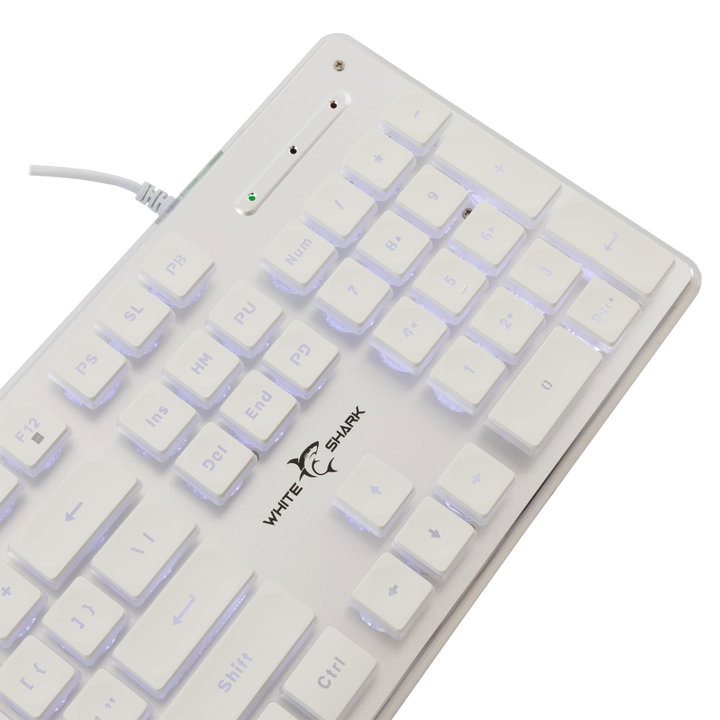 Tastiera Gaming USB 104 Tasti con Retroilluminazione LED Bianca - White Shark ICSB-TACHIWH
