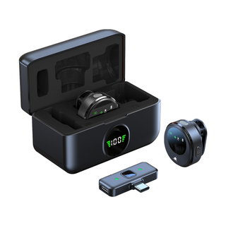 Set 2 Mini Microfoni Lavalier Wireless con Ricevitore USB-C e Custodia di Ricarica, TASSA - White Shark ICSB-TASSA