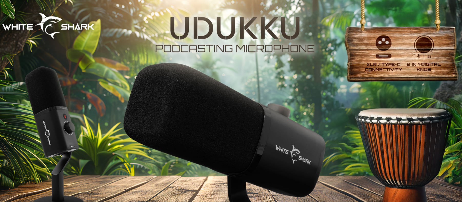 Microfono Dinamico USB-C™ Cardioide, UDUKKU - White Shark ICSB-UDUKKU