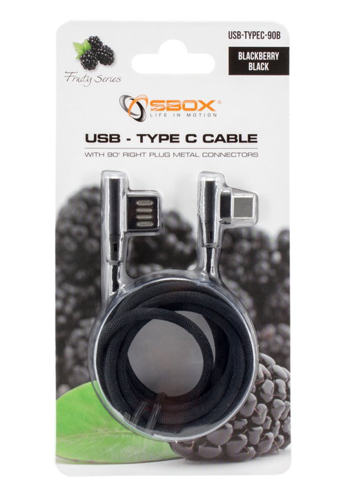 Cavo USB Angolato 90° USB-A/USB-C 1.5m Nero - Sbox ICSB-USBC90B