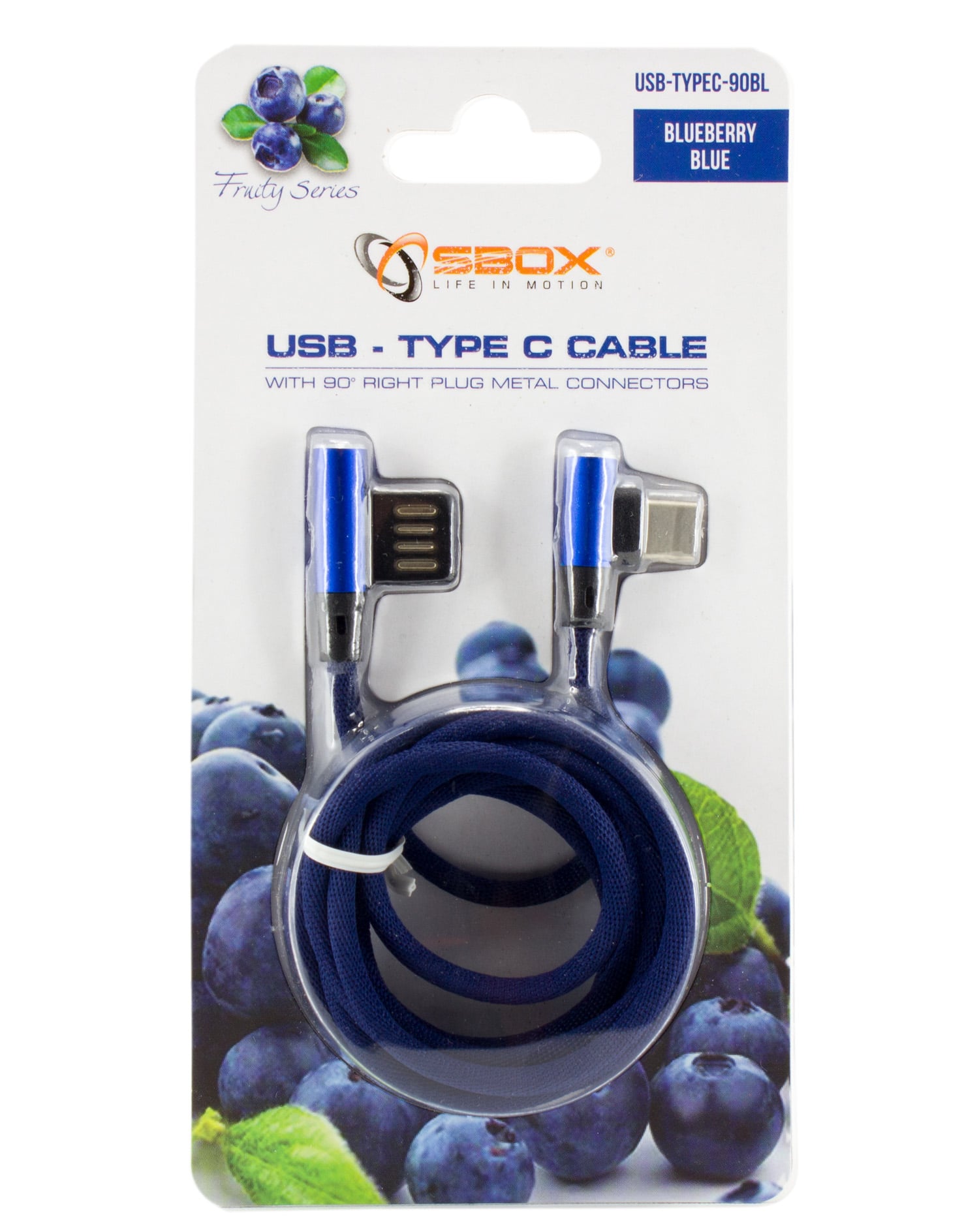 USB Cable Angle 90 ° USB-A/USB-C 1.5 m Blue - Sbox ICSB-USBC 90 BL
