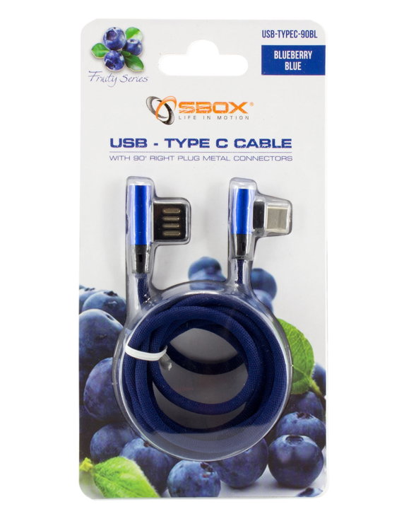 Cavo USB Angolato 90° USB-A/USB-C 1.5m Blu - Sbox ICSB-USBC90BL