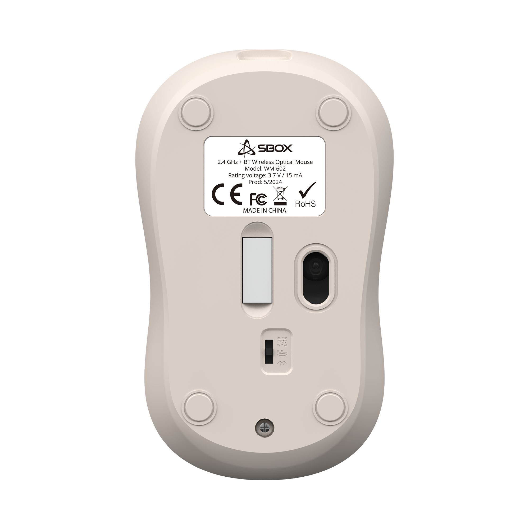 Mouse Ottico Wireless 1600 Dpi 4D Beige, WM-602BE - Sbox ICSB-WM602BG