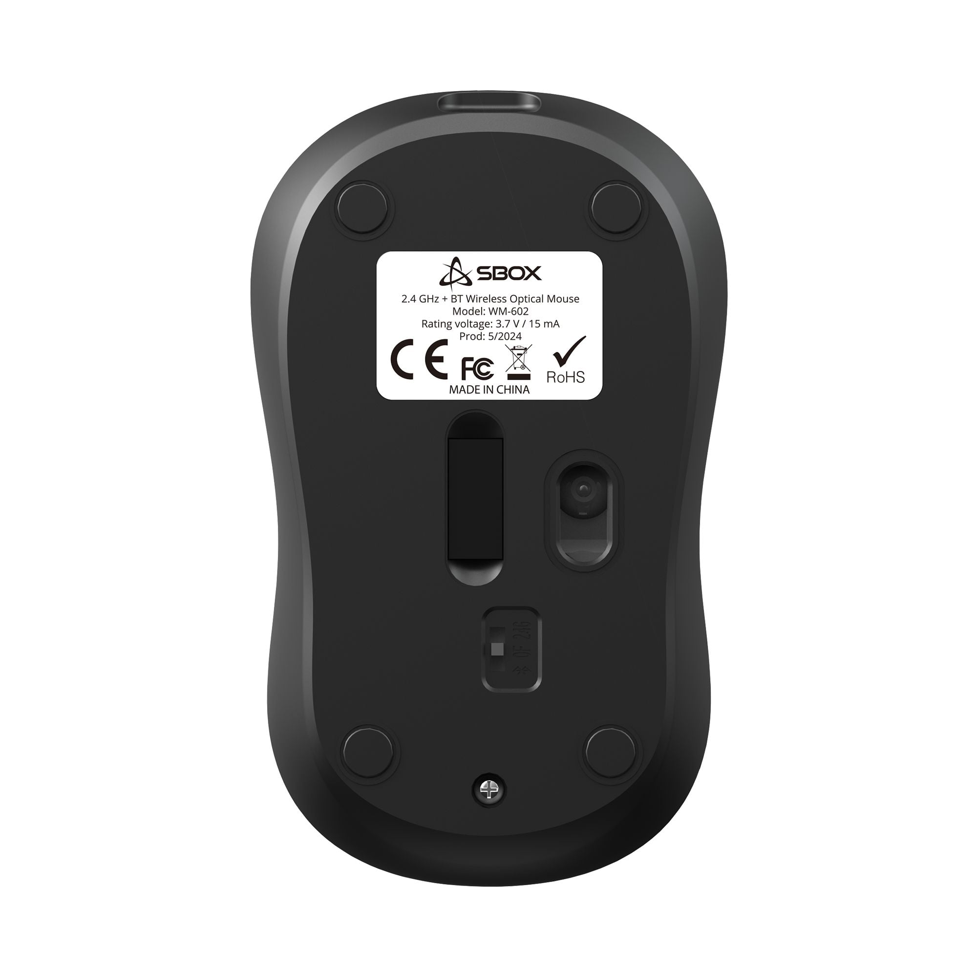 Mouse Ottico Wireless 1600 Dpi 4D Nero, WM-602B - Sbox ICSB-WM602BK