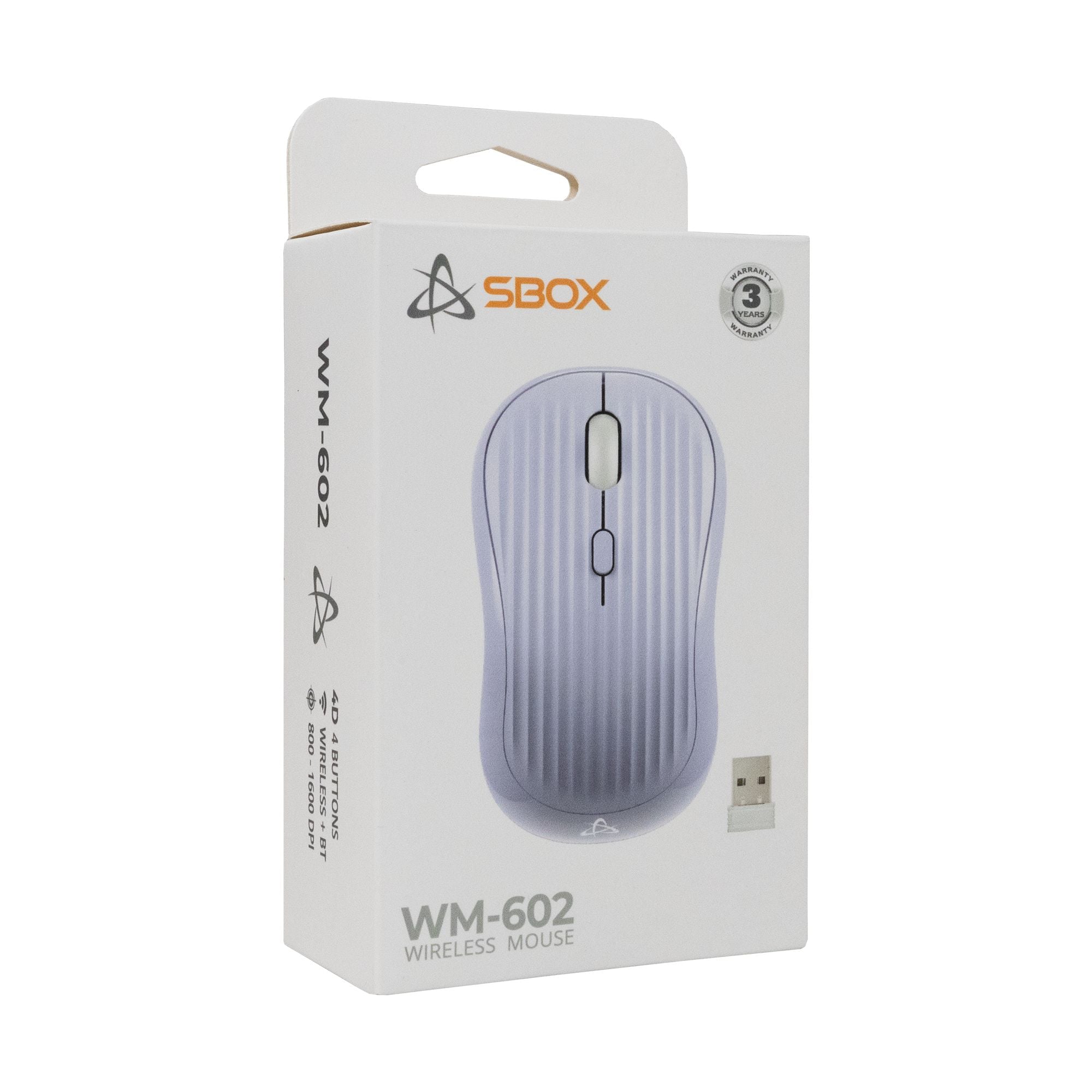 Mouse Ottico Wireless 1600 Dpi 4D Viola, WM-602VL - Sbox ICSB-WM602VL
