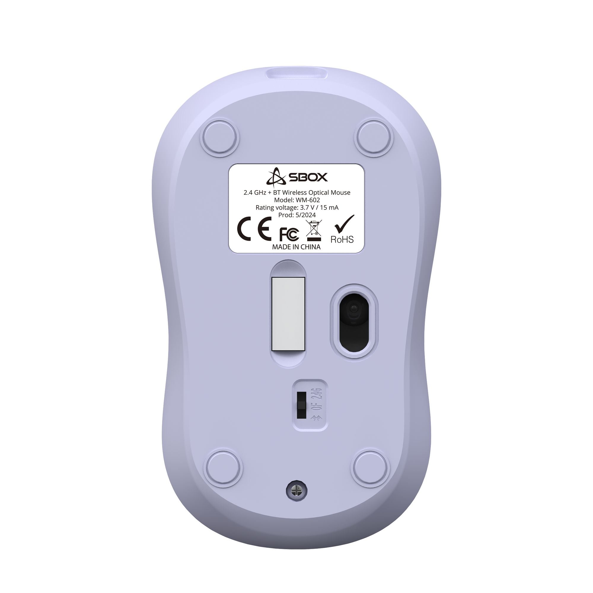 Mouse Ottico Wireless 1600 Dpi 4D Viola, WM-602VL - Sbox ICSB-WM602VL