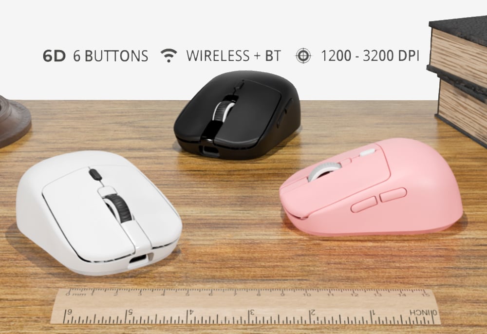 Mini Mouse Ottico Wireless 6D 3200 Dpi Bianco, WM-710 - Sbox ICSB-WM710WH